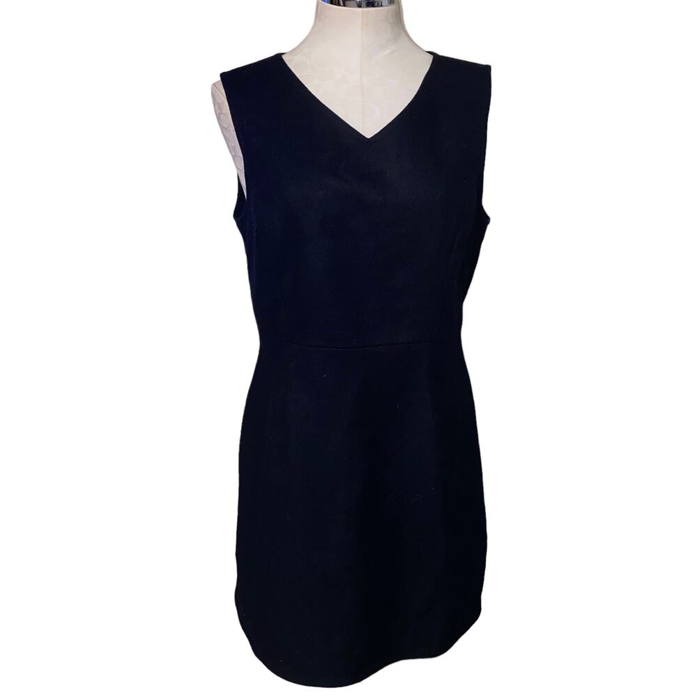 GAP Vintage Wool Blend V-Neck Sleeveless Sheath Dress Size 10 Black